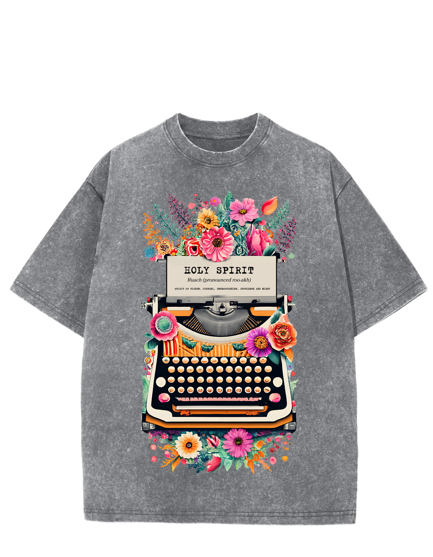 Holy Spirit Typewriter Oversized Washed Tee
