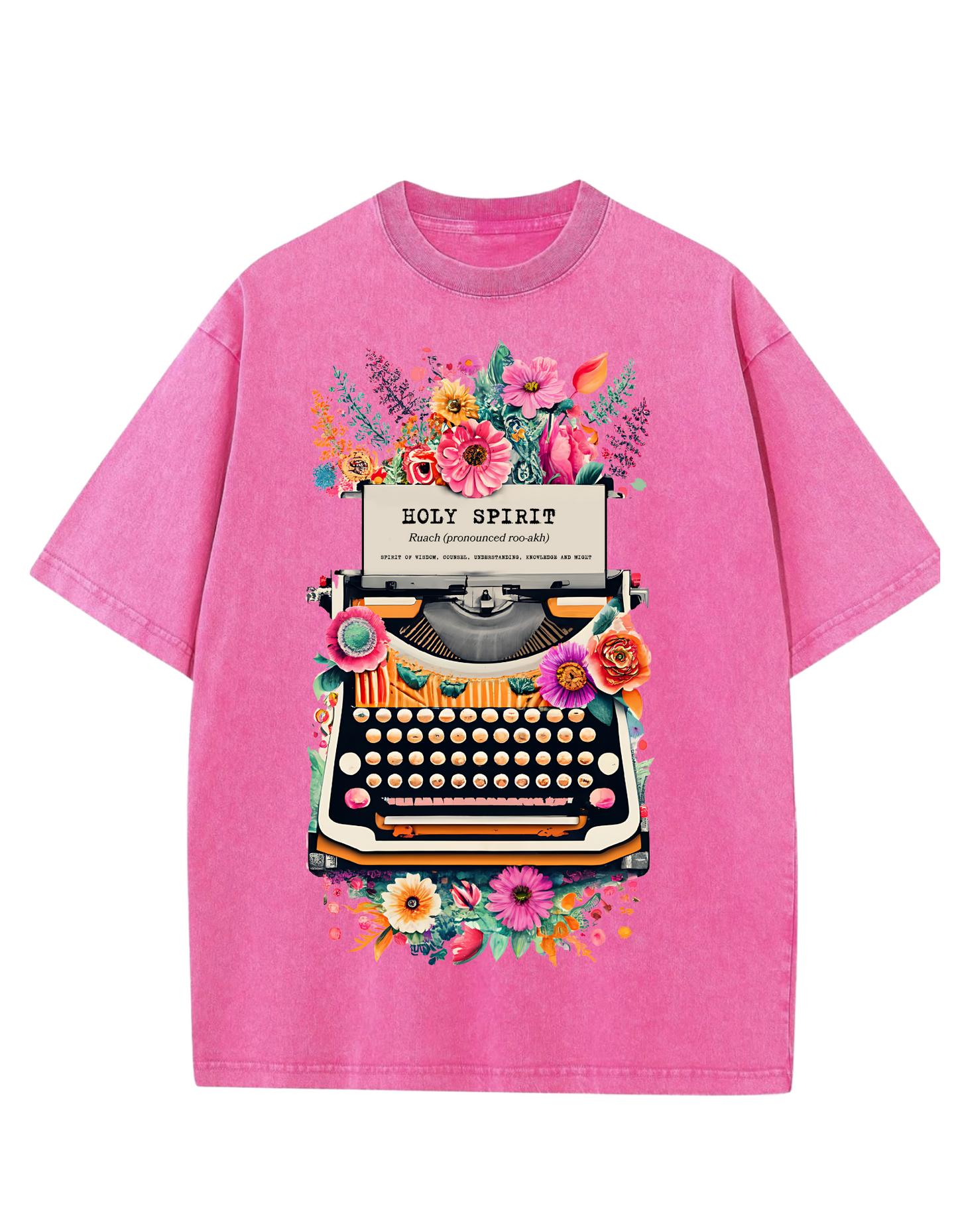 Holy Spirit Typewriter Oversized Washed Tee