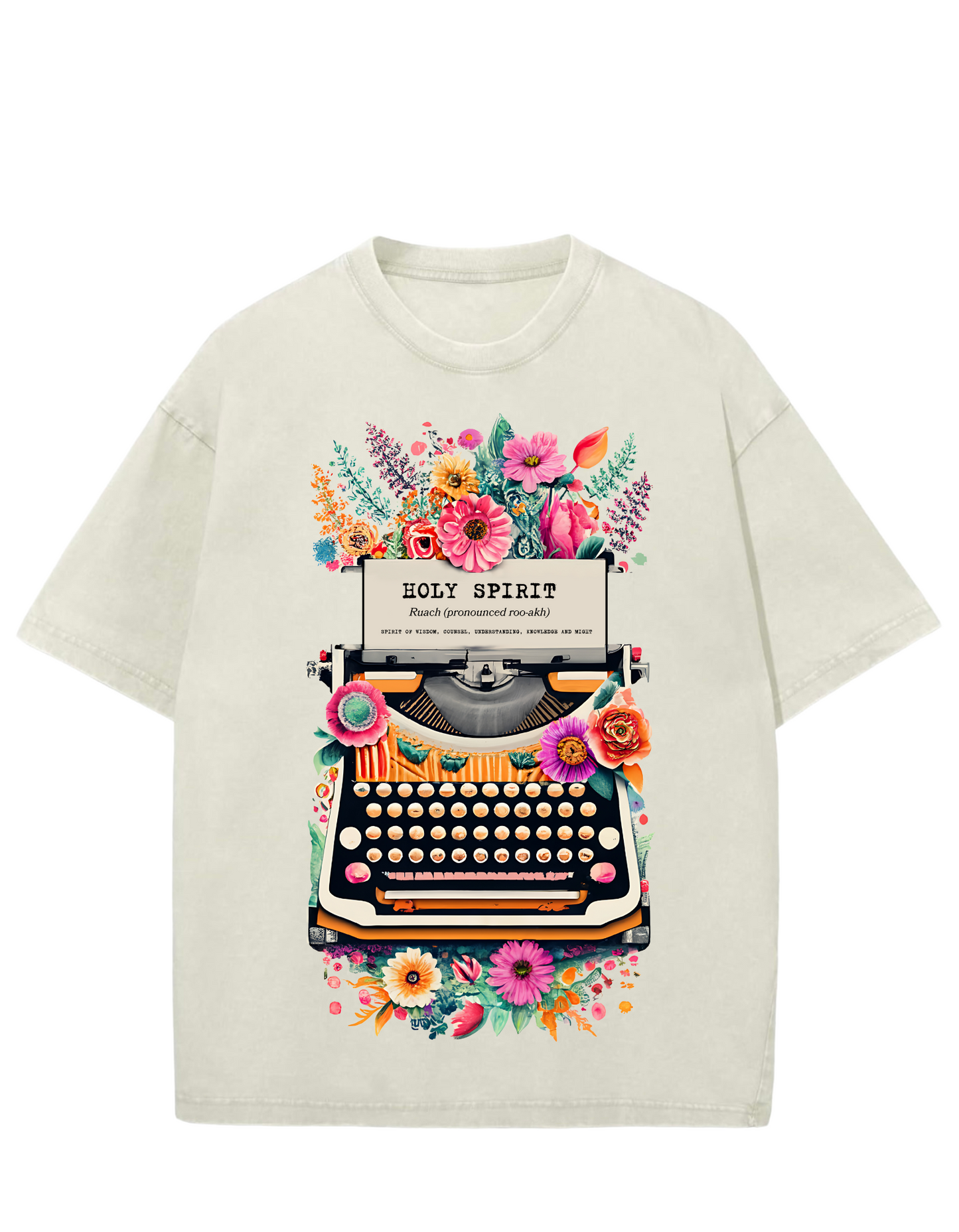 Holy Spirit Typewriter Oversized Washed Tee