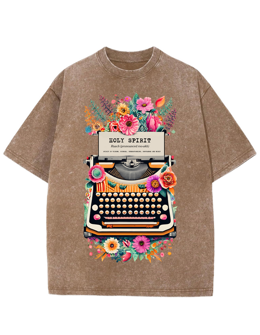 Holy Spirit Typewriter Oversized Washed Tee