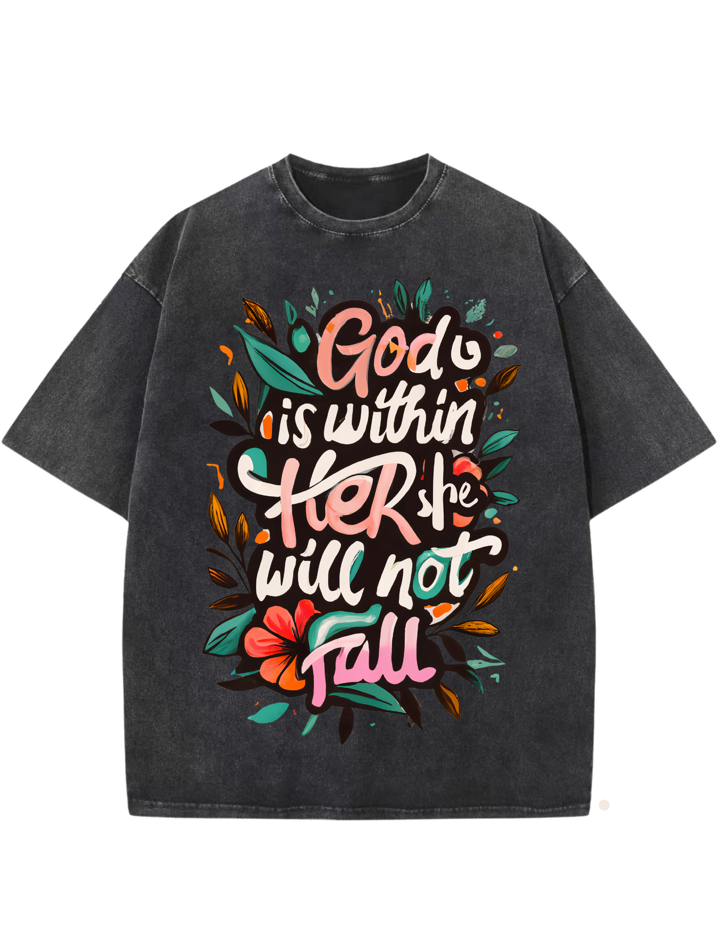 GOD is Within Her Oversized Washed Tee
