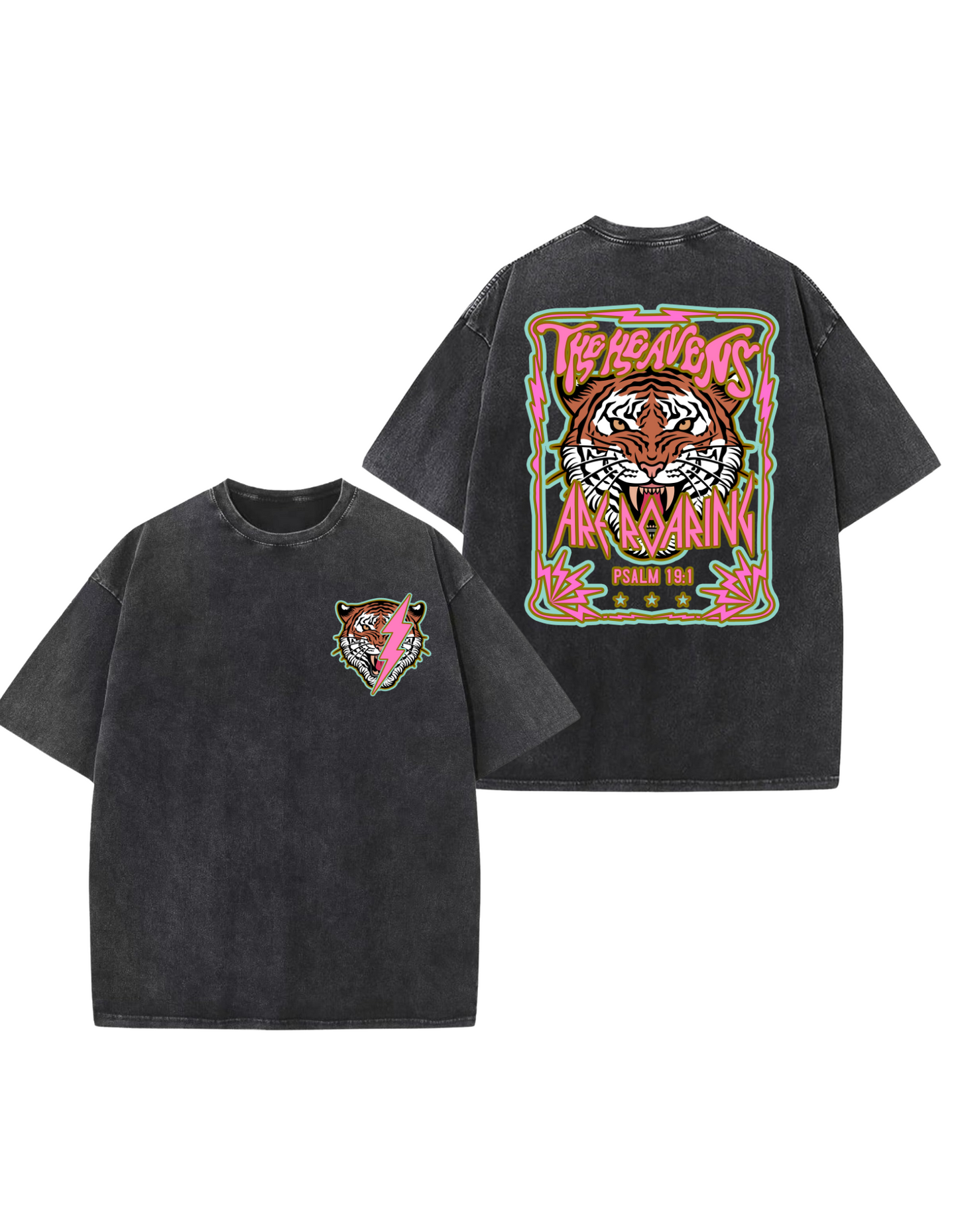 The Heavens are Roaring Oversized Washed Tee (Front/Back)