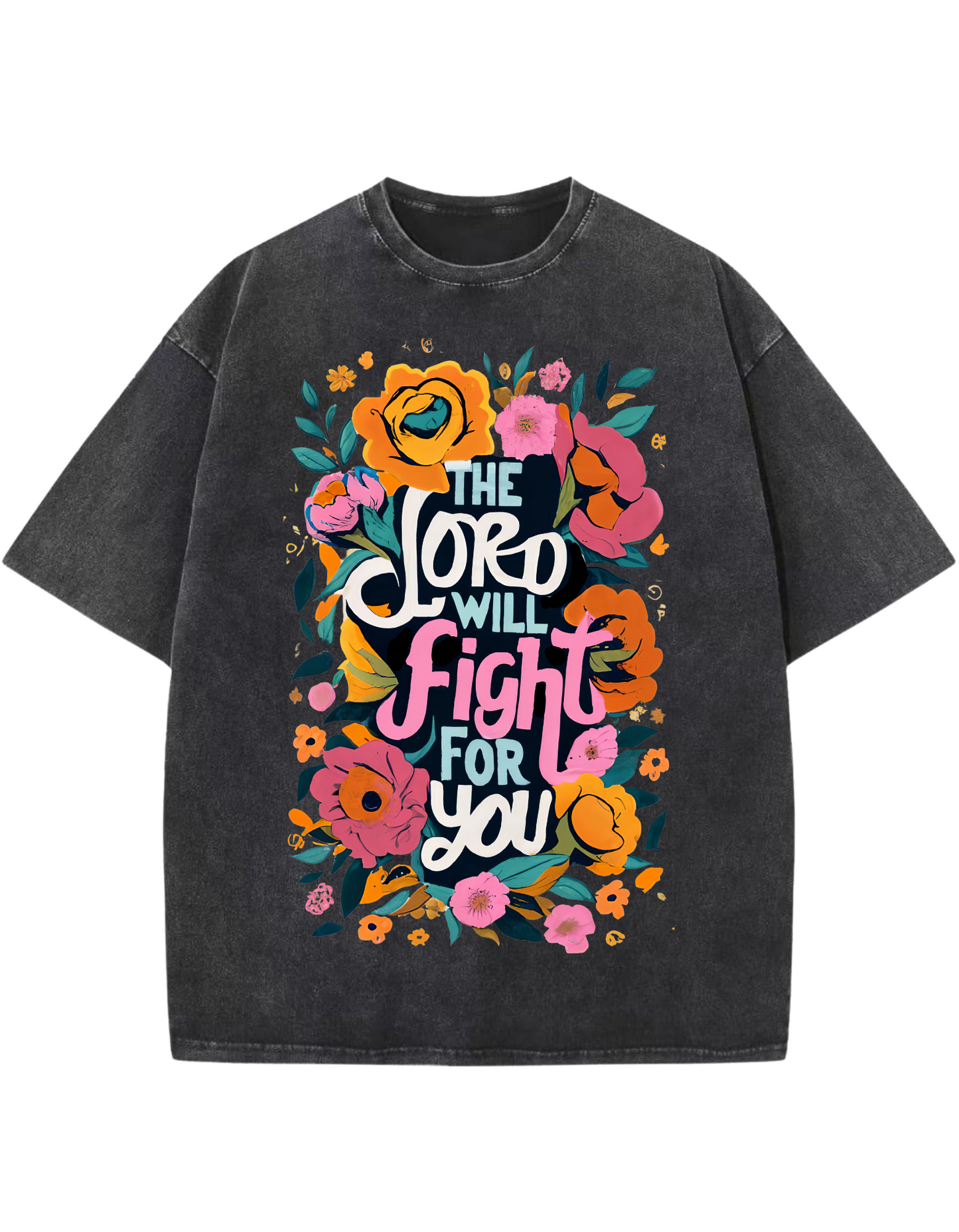 The Lord Will Fight Oversized Washed Tee