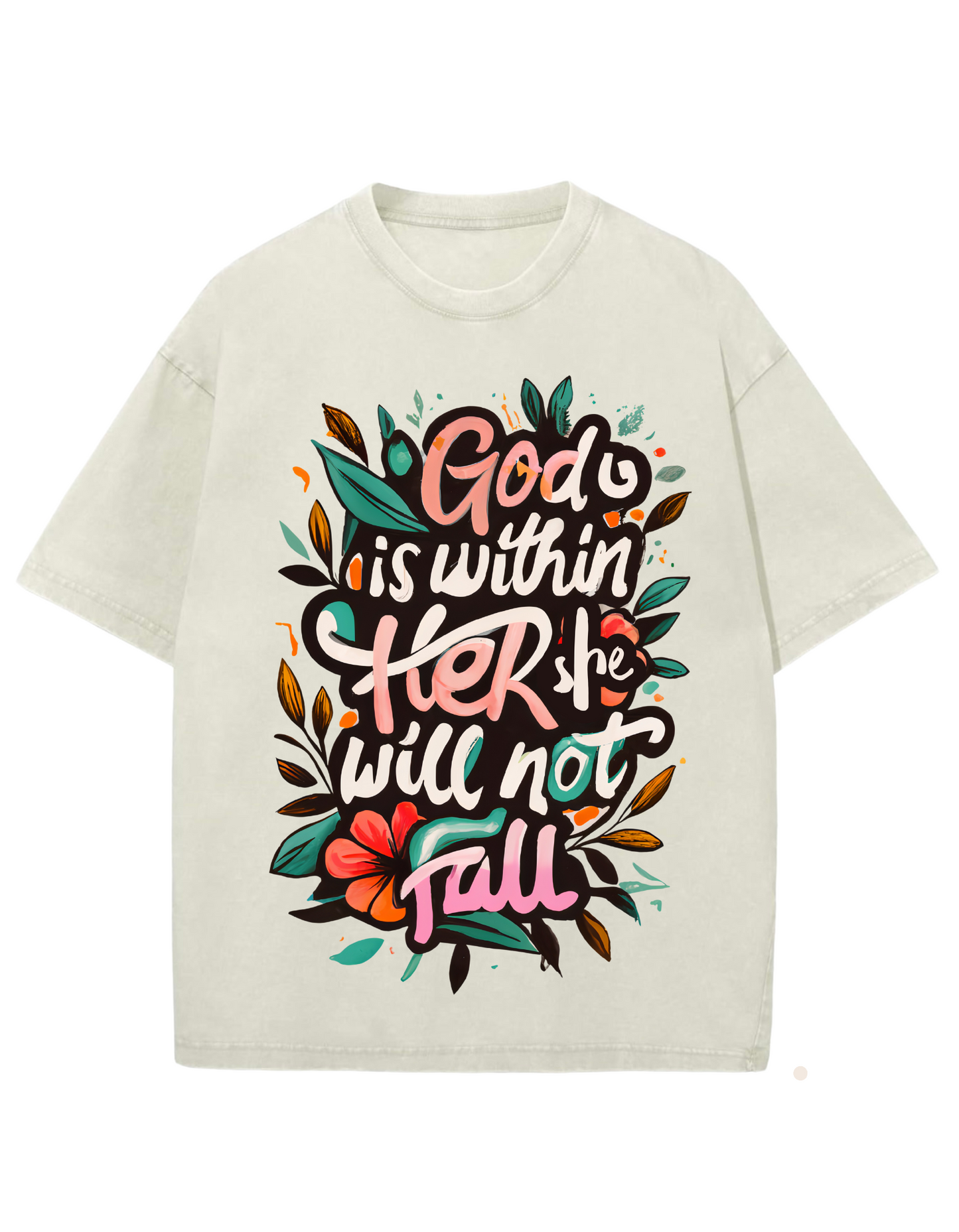 GOD is Within Her Oversized Washed Tee