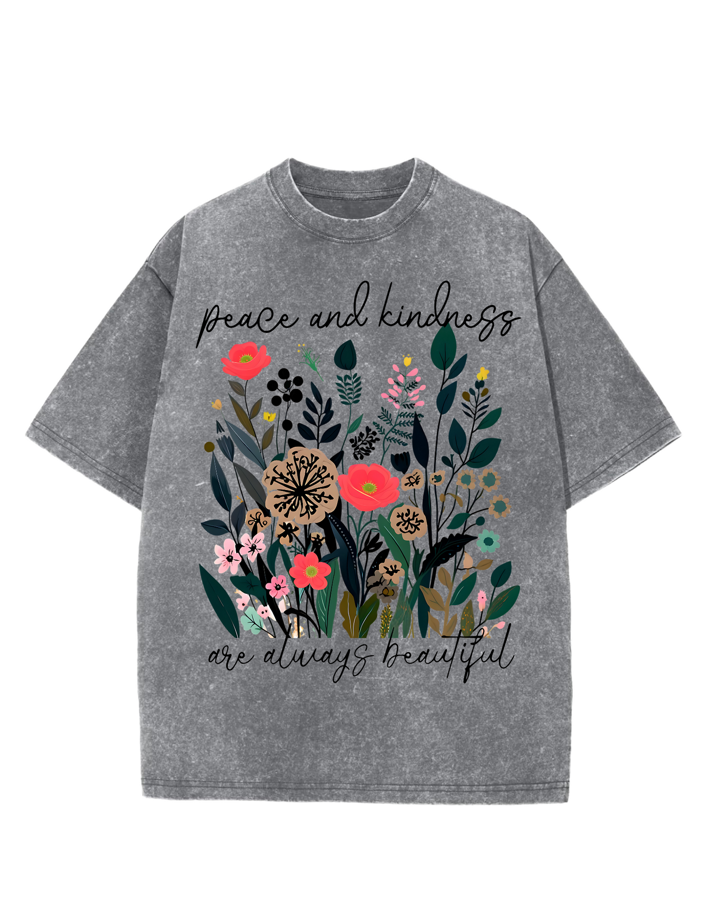Peace & Kindness Oversized Washed Tee