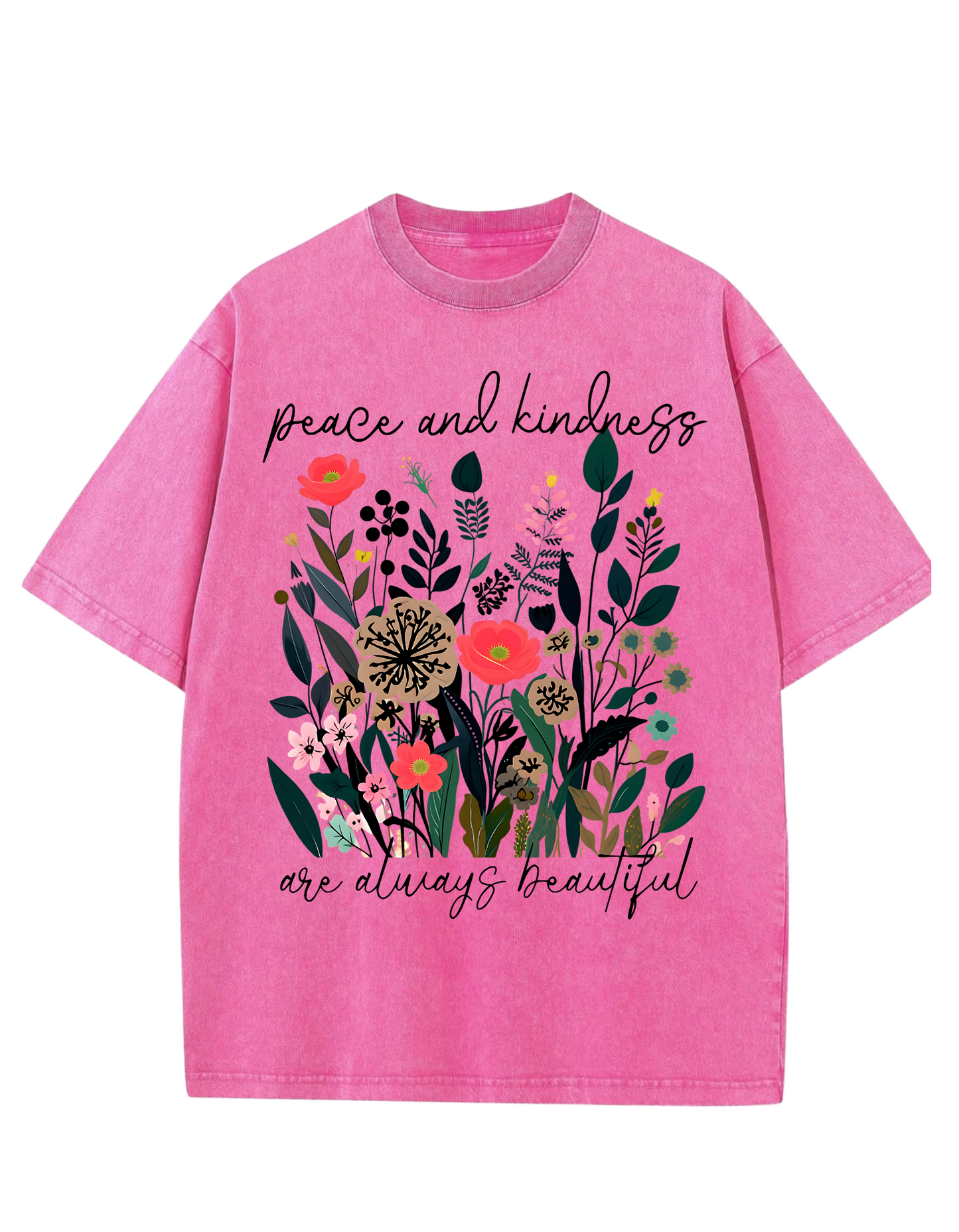 Peace & Kindness Oversized Washed Tee
