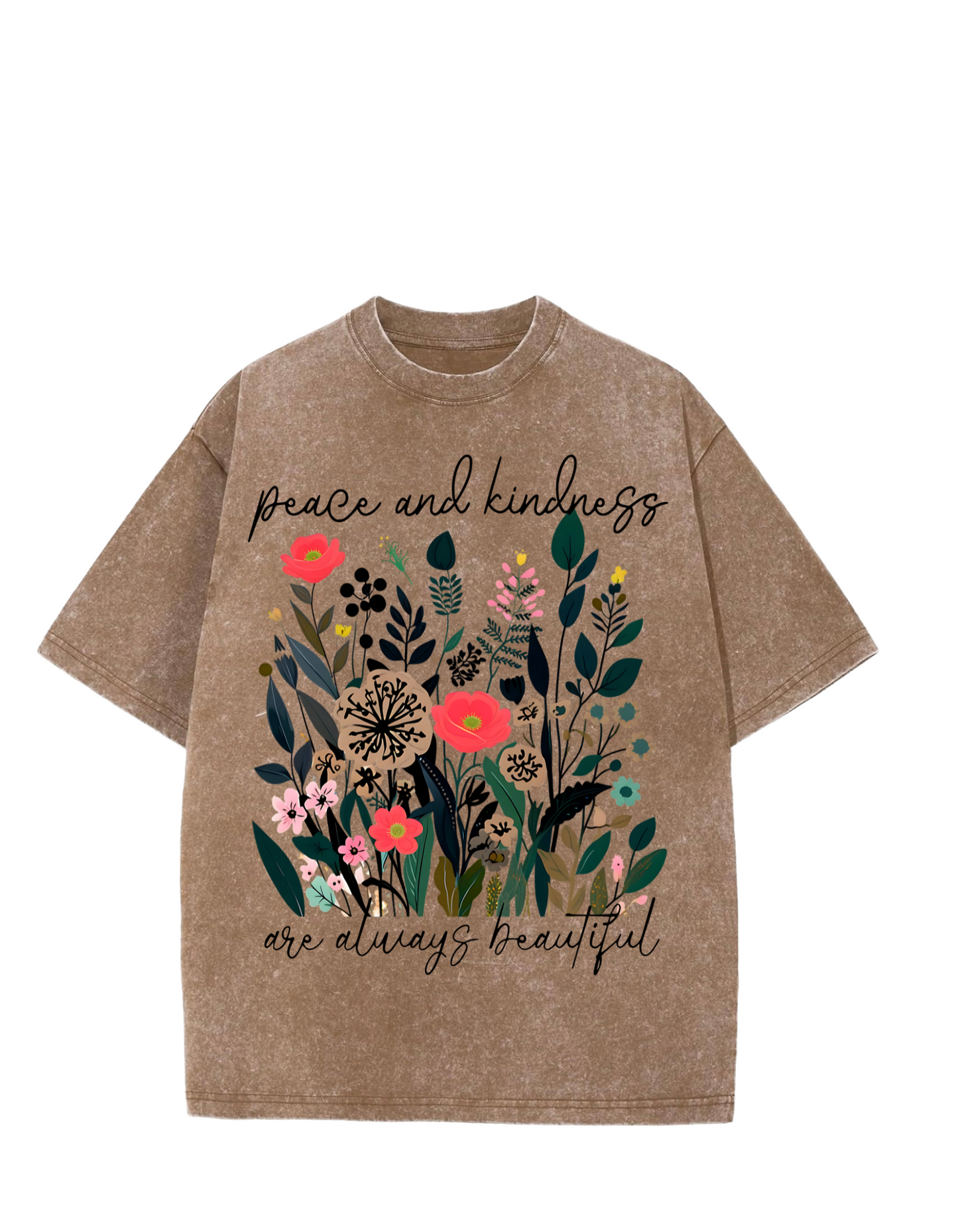 Peace & Kindness Oversized Washed Tee
