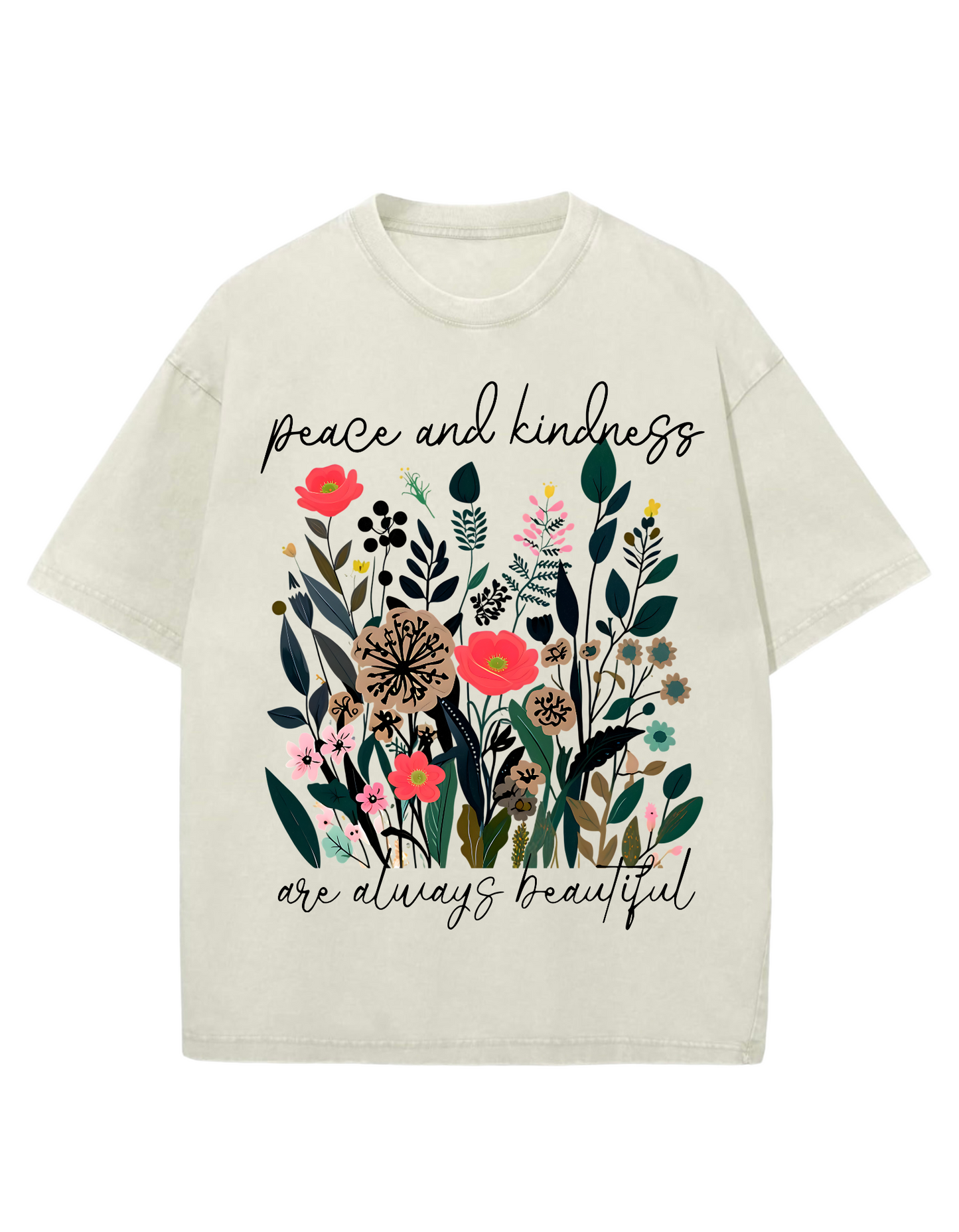 Peace & Kindness Oversized Washed Tee