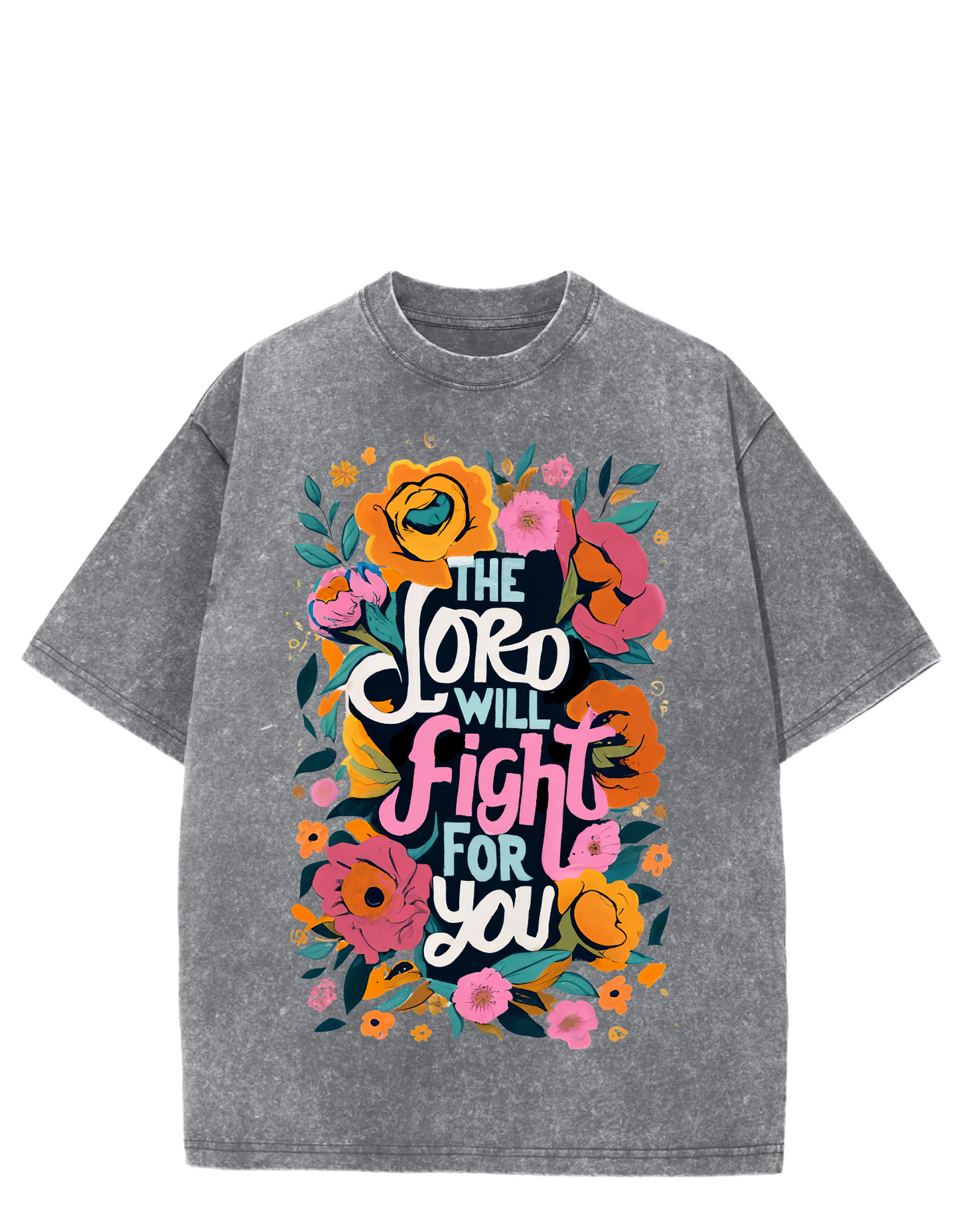 The Lord Will Fight Oversized Washed Tee