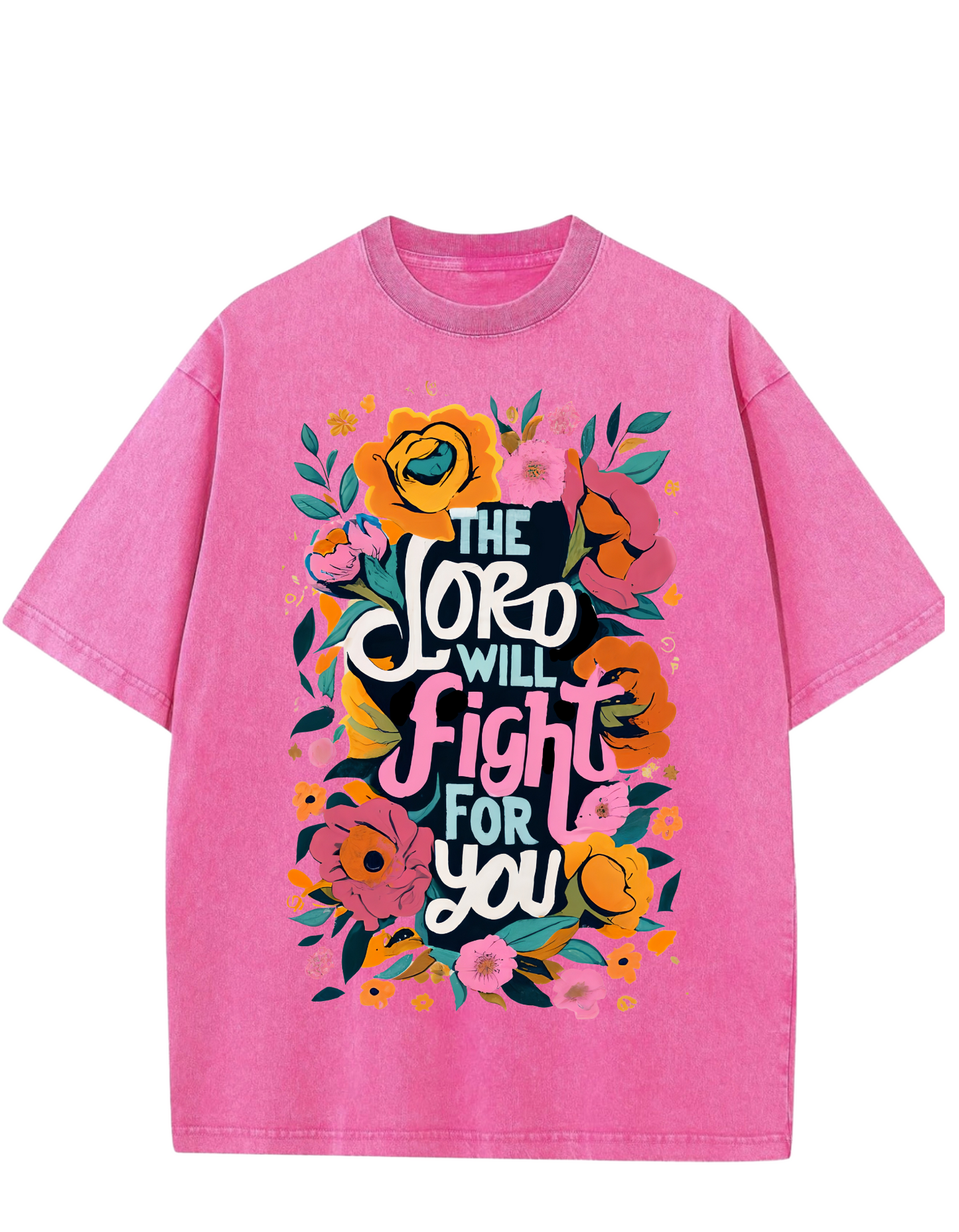 The Lord Will Fight Oversized Washed Tee