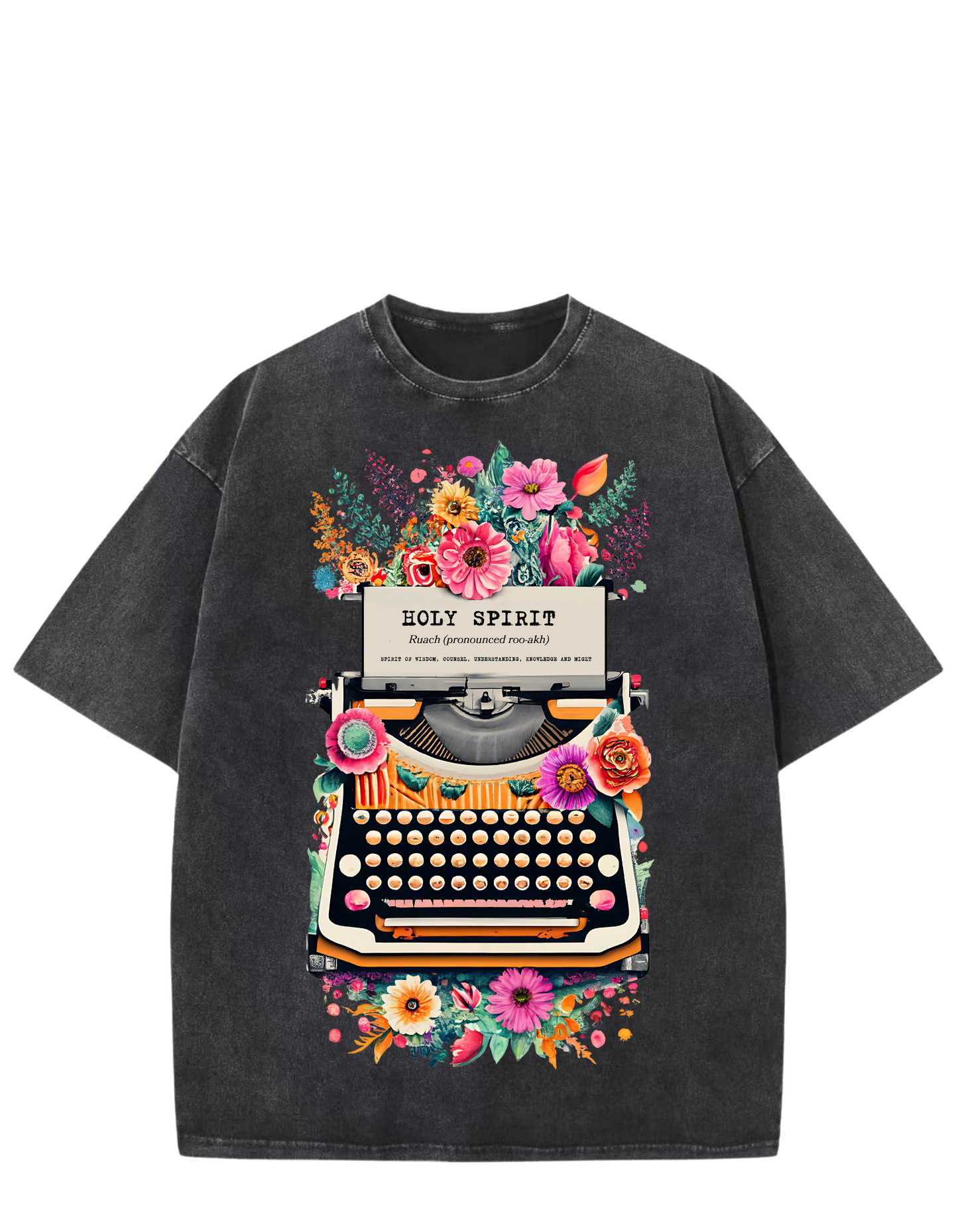 Holy Spirit Typewriter Oversized Washed Tee