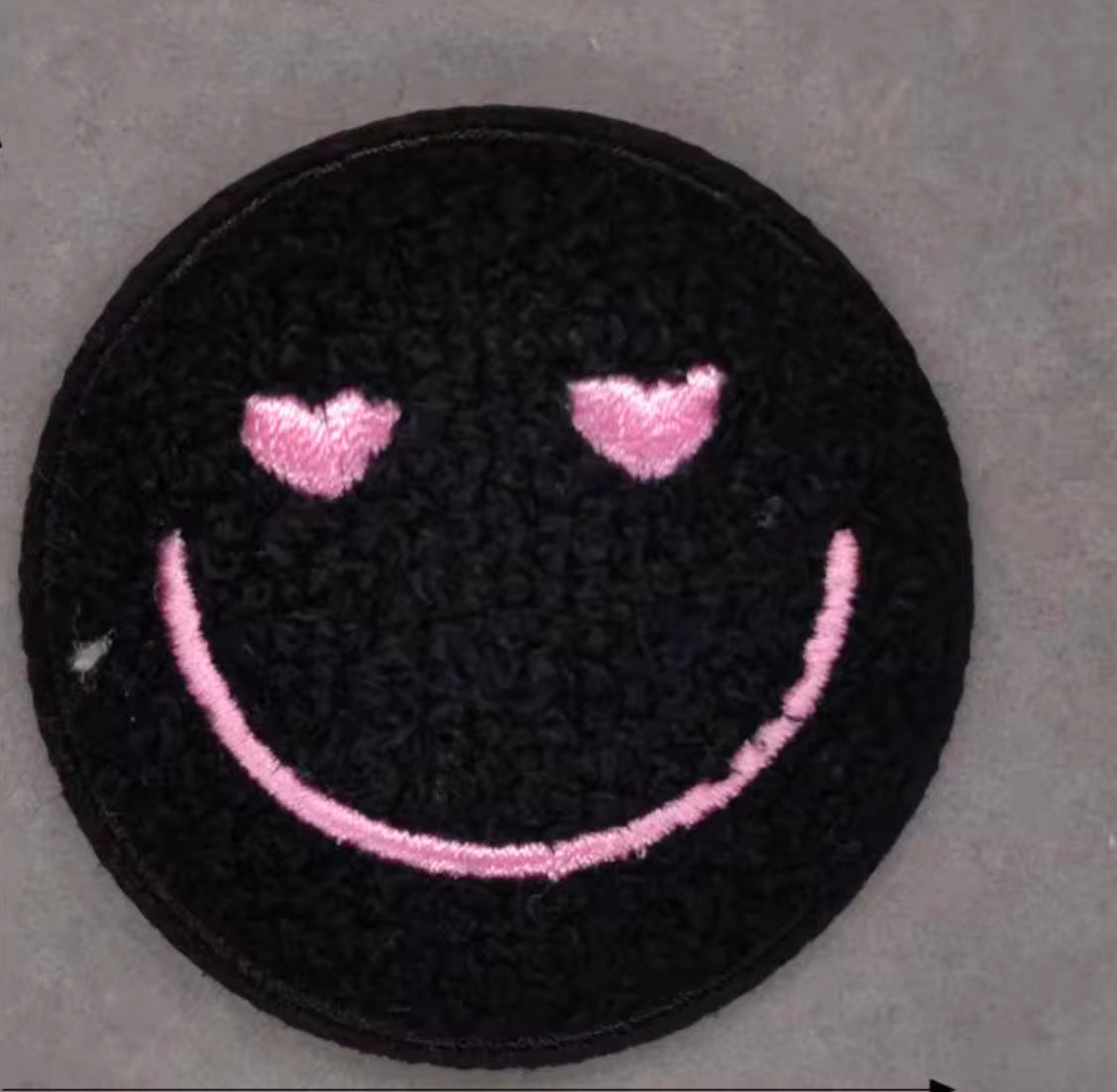 Trendy Smiley Face Heart Chenille Patch ONLY (Small)