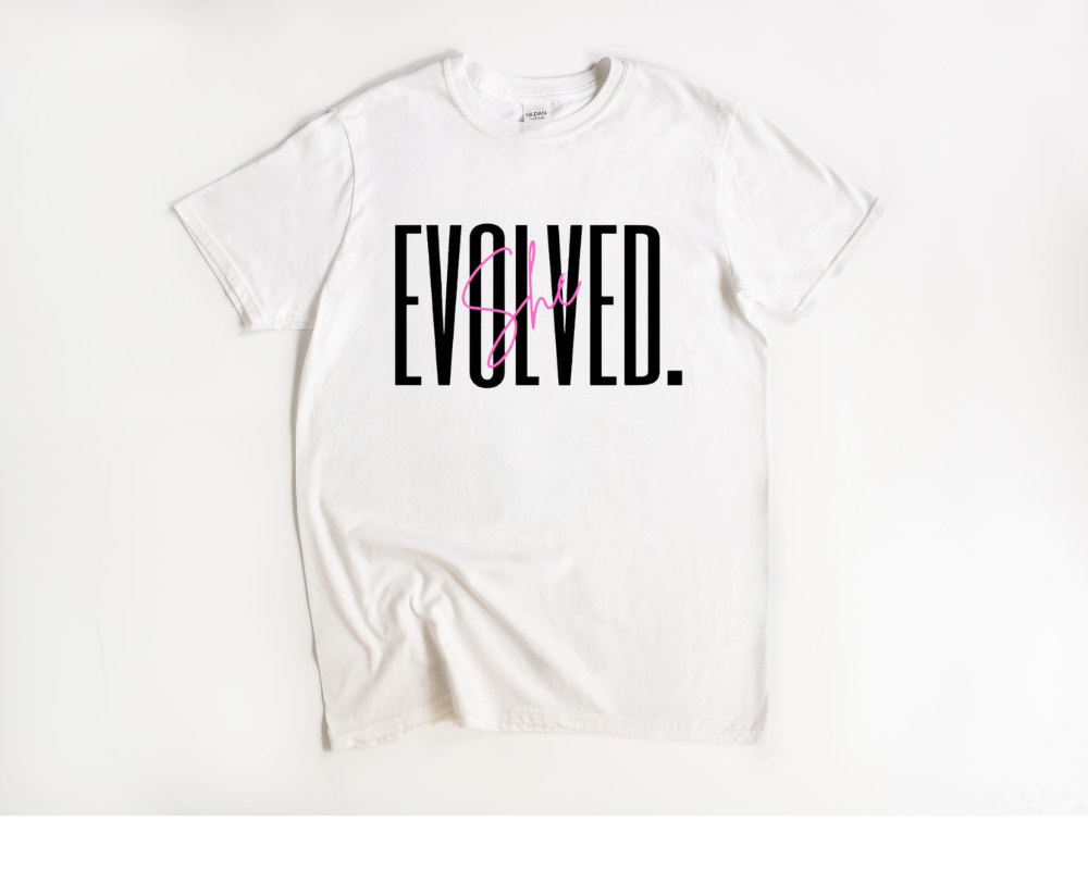 She EVOLVED. (Hot Pink & Black) Tee
