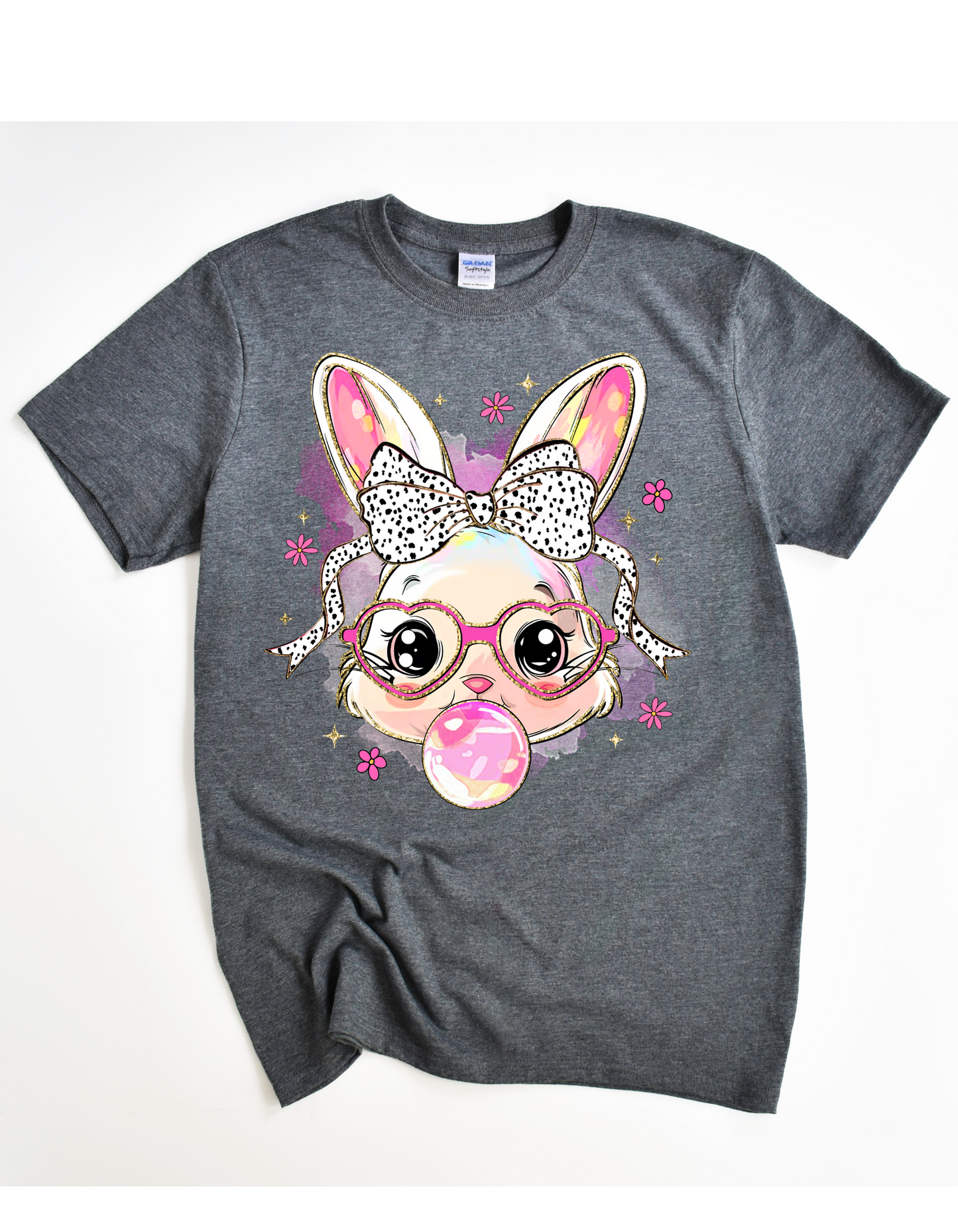 Miss Bunny Bubble Tee (Black & White Polka Dot Bow)