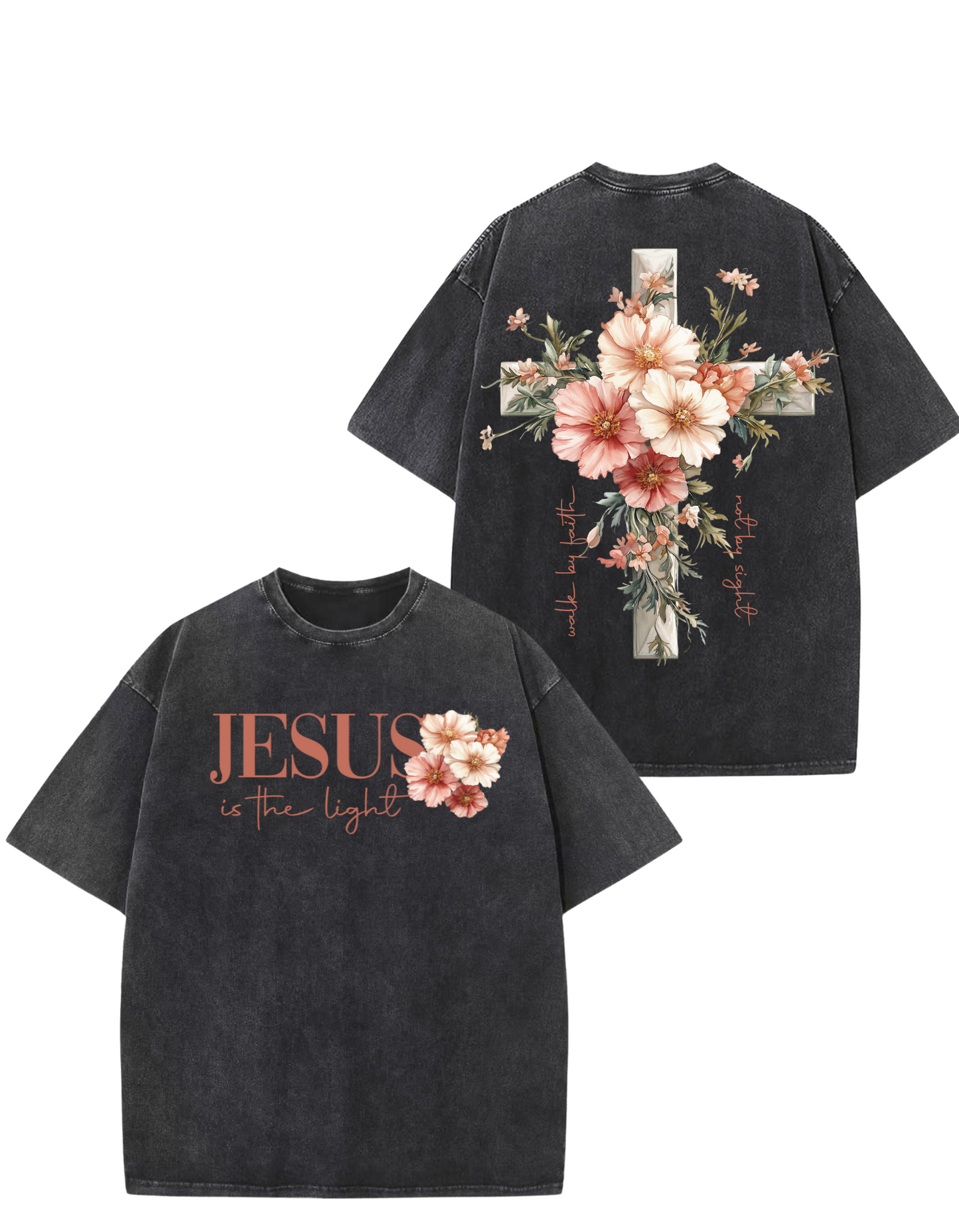 Jesus Is The Light Oversized Washed Tee