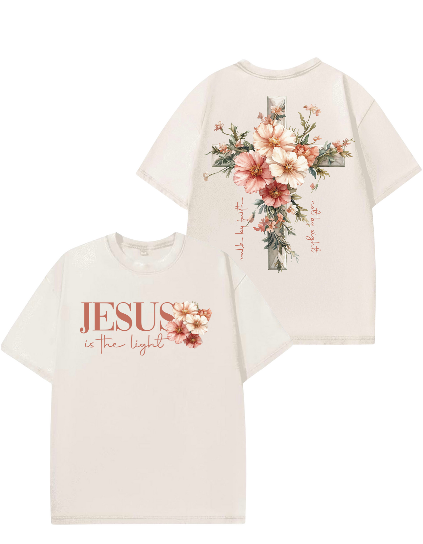 Jesus Is The Light Oversized Washed Tee