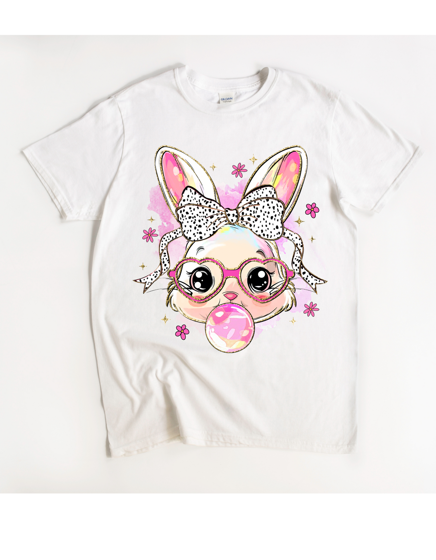 Miss Bunny Bubble Tee (Black & White Polka Dot Bow)