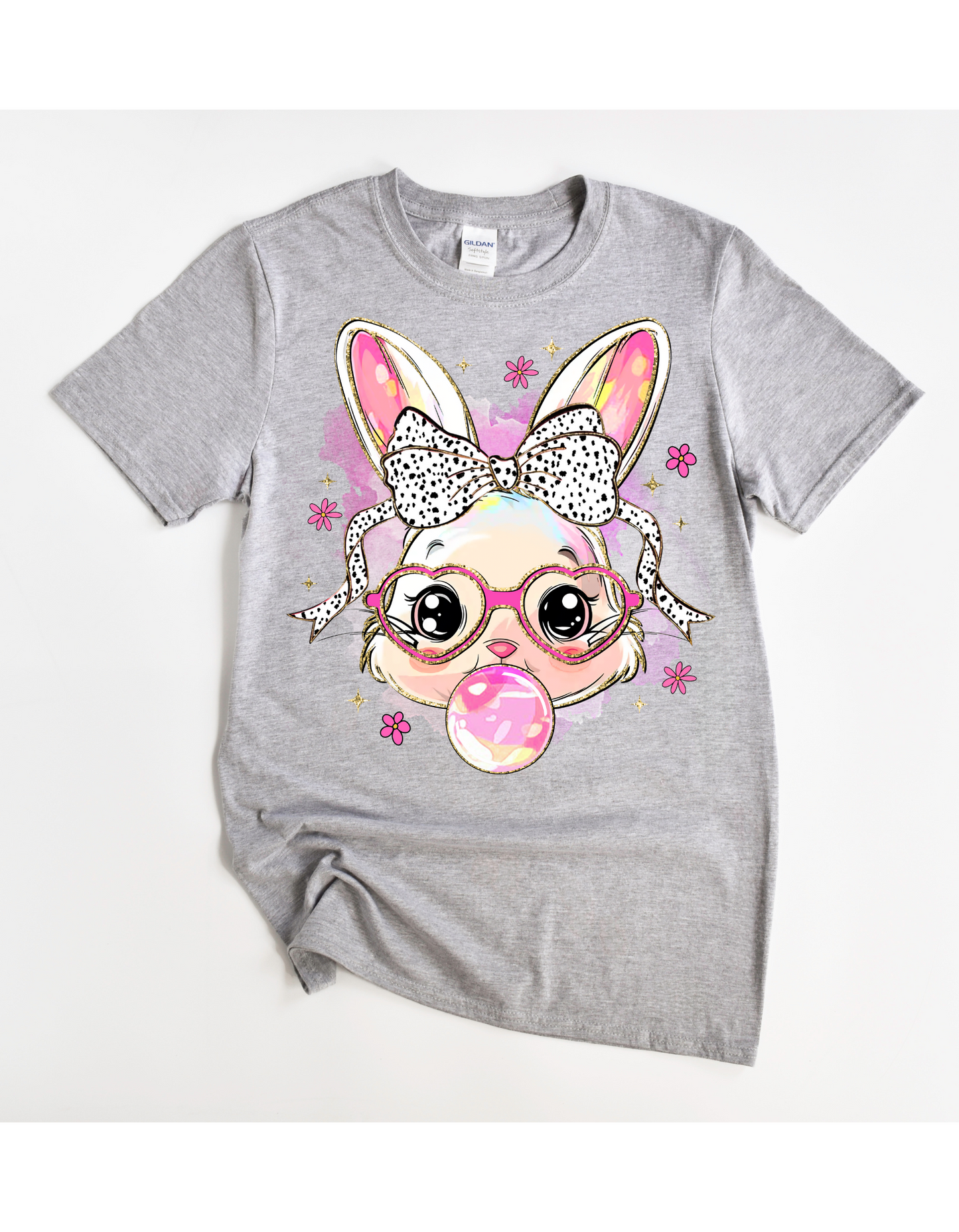 Miss Bunny Bubble Tee (Black & White Polka Dot Bow)