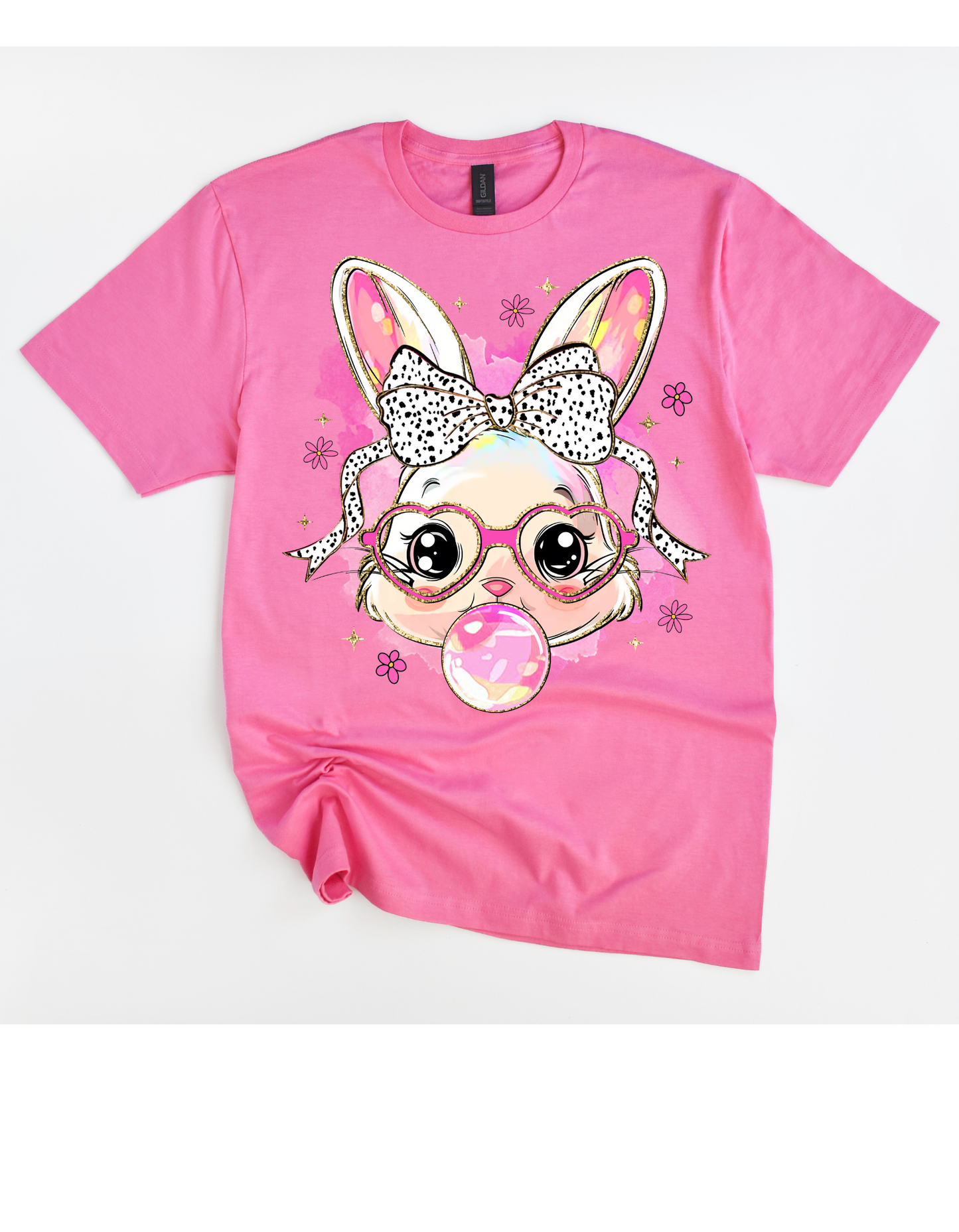 Miss Bunny Bubble Tee (Black & White Polka Dot Bow)