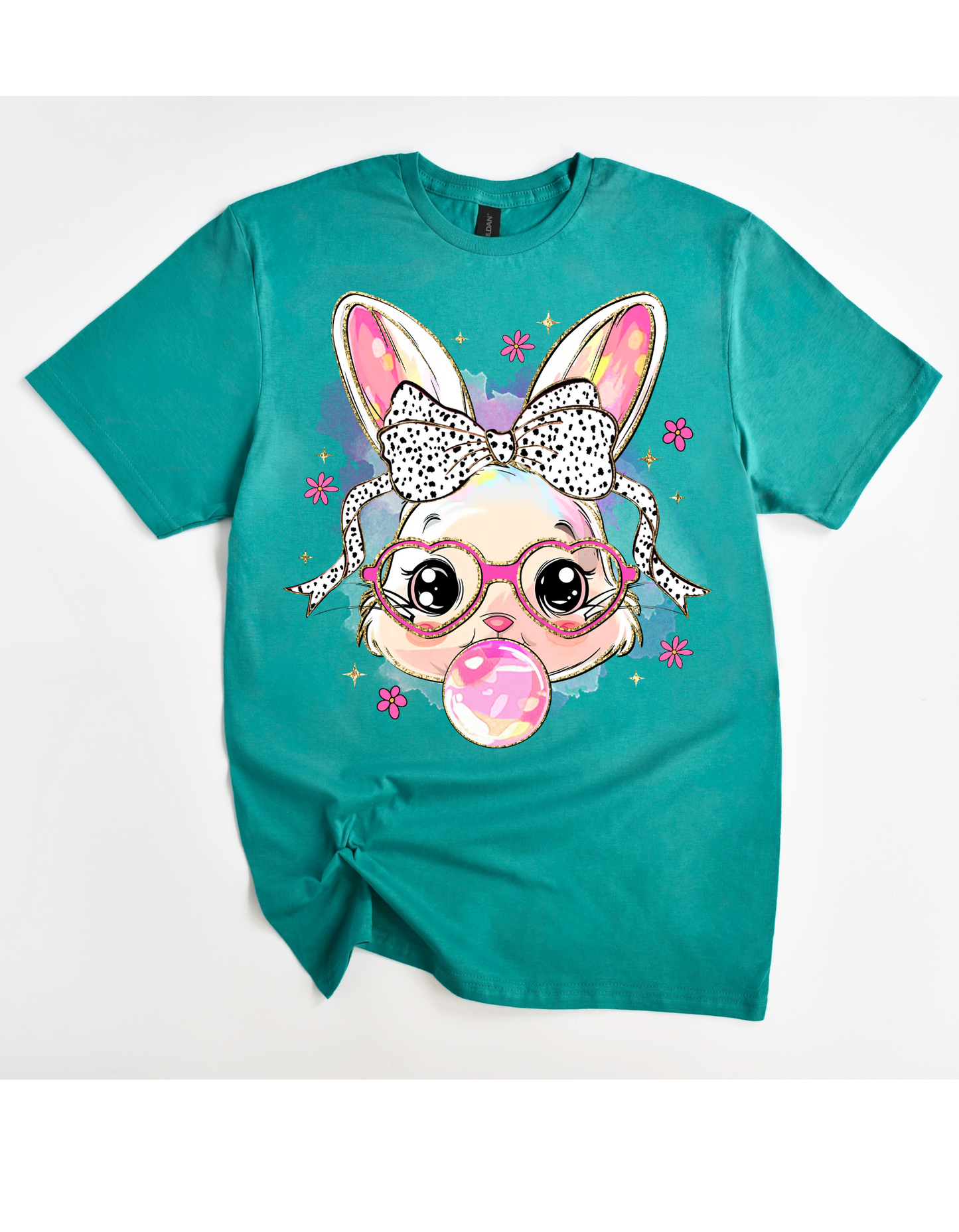 Miss Bunny Bubble Tee (Black & White Polka Dot Bow)