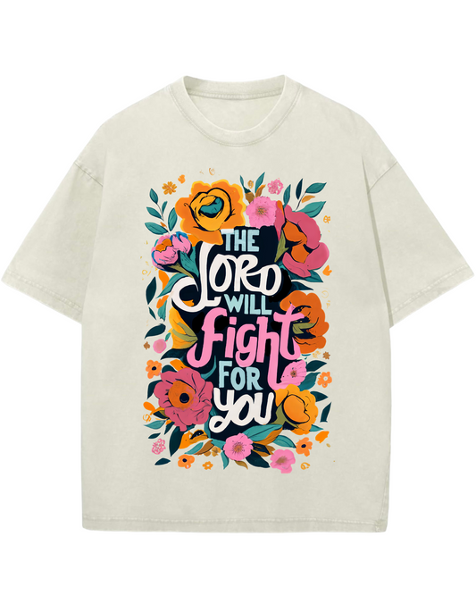 The Lord Will Fight Oversized Washed Tee