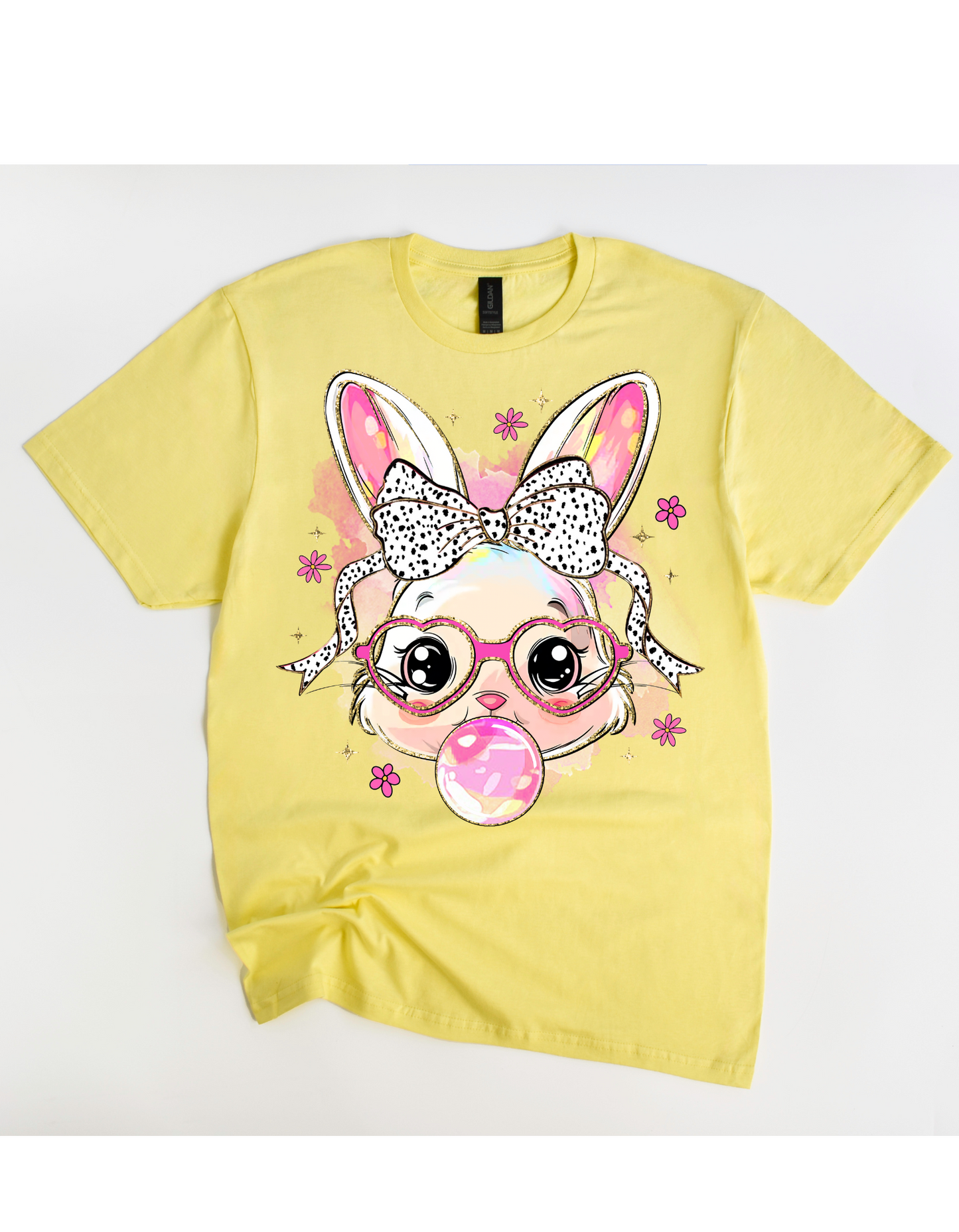 Miss Bunny Bubble Tee (Black & White Polka Dot Bow)