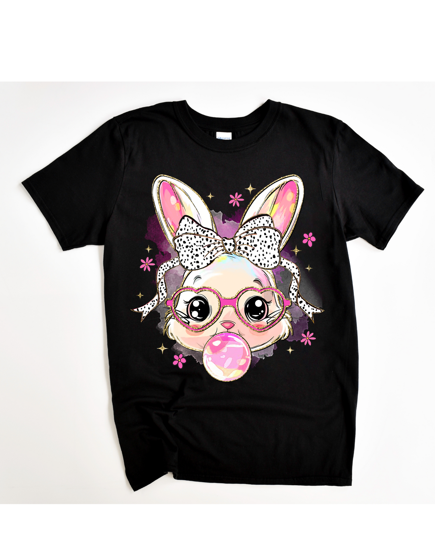 Miss Bunny Bubble Tee (Black & White Polka Dot Bow)