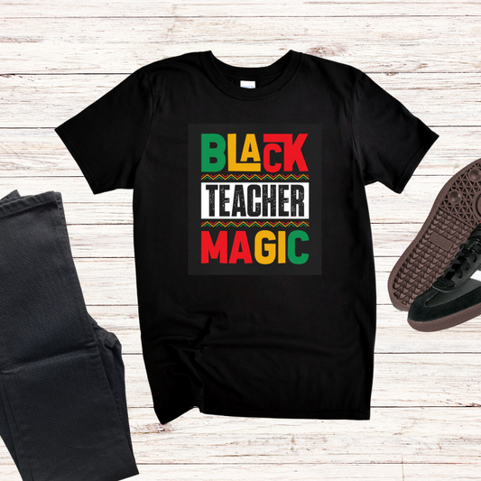 Black Teacher Magic Multi-Color Tee