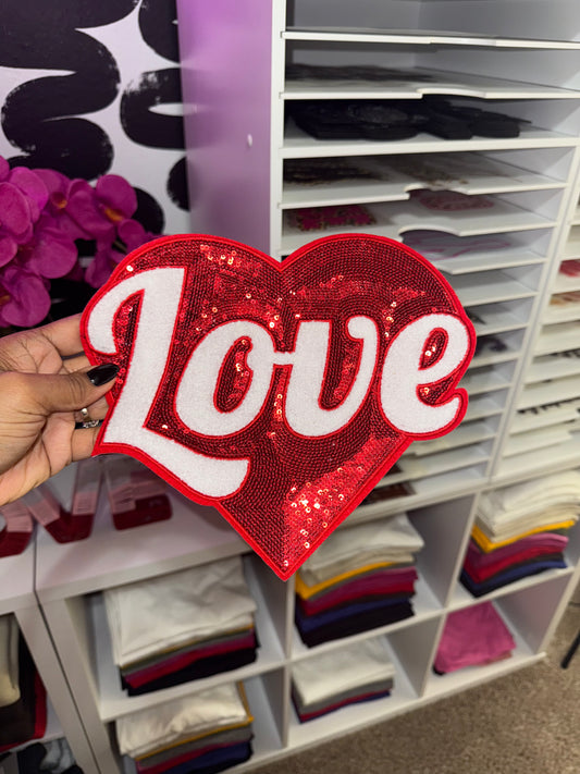 Love Chenille Iron on Patch ONLY(Red)