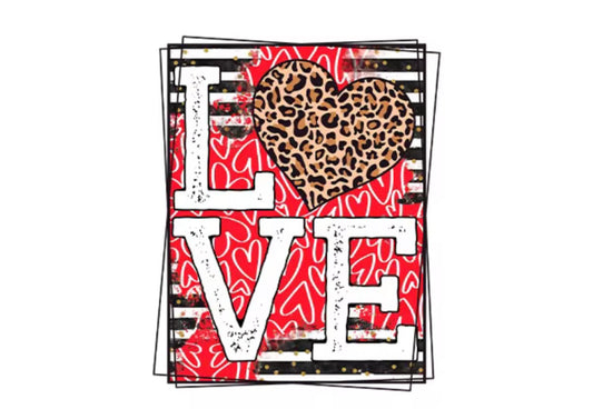 Leopard Love Heart DTF Transfer ONLY