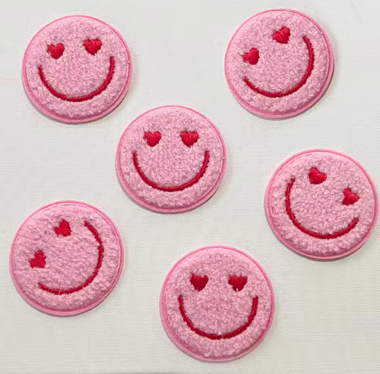 Trendy Smiley Face Heart Chenille Patch ONLY (Small)