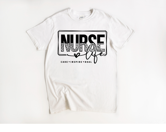 Leopard Nurse Life Tee